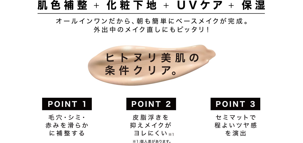 オールインワンだから、朝も簡単にベースメイクが完成。